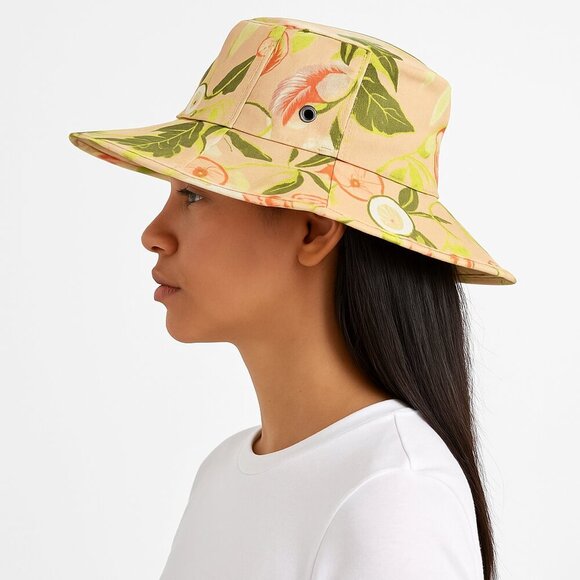 Andrea Iyamah Fruit Print Bucket Hat Multicolor Peach Green - Picture 1 of 7